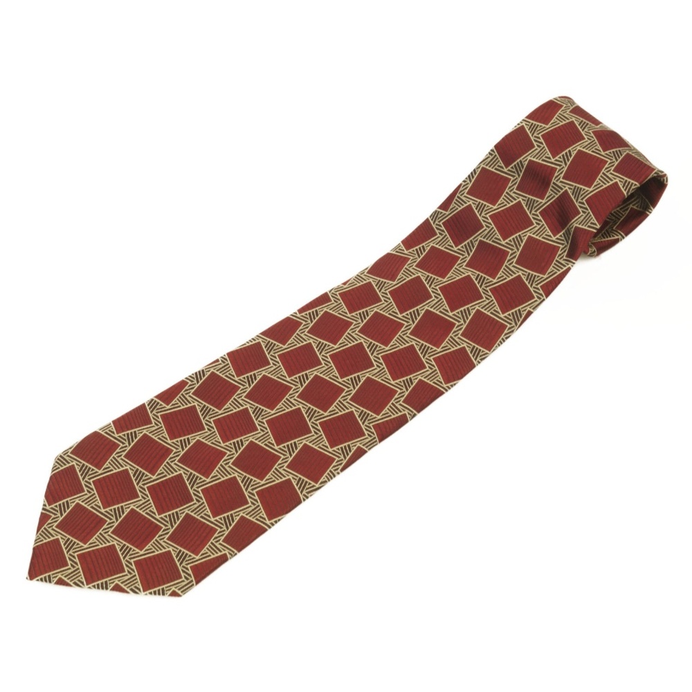 Joseph & Feiss Mens 100% Silk tie Red Geometric‎